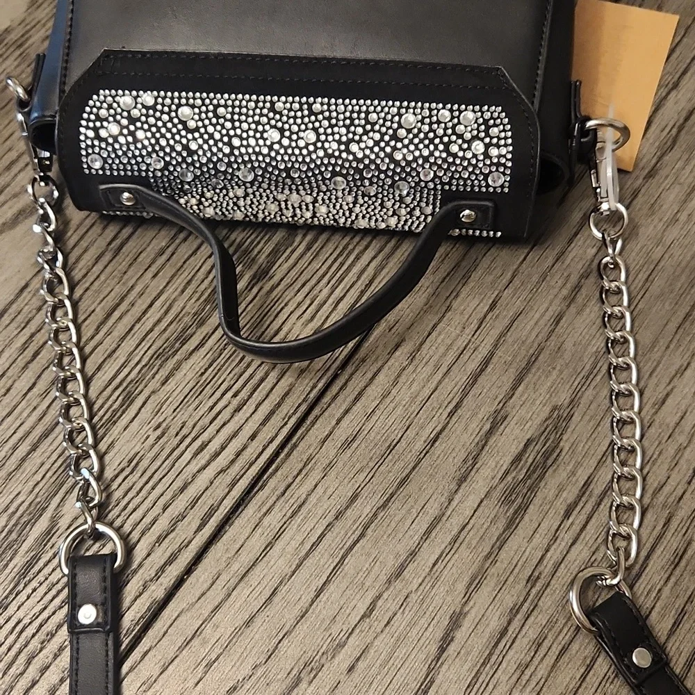 Steve Madden Black Crossbody Bag with Silver Accents NWT